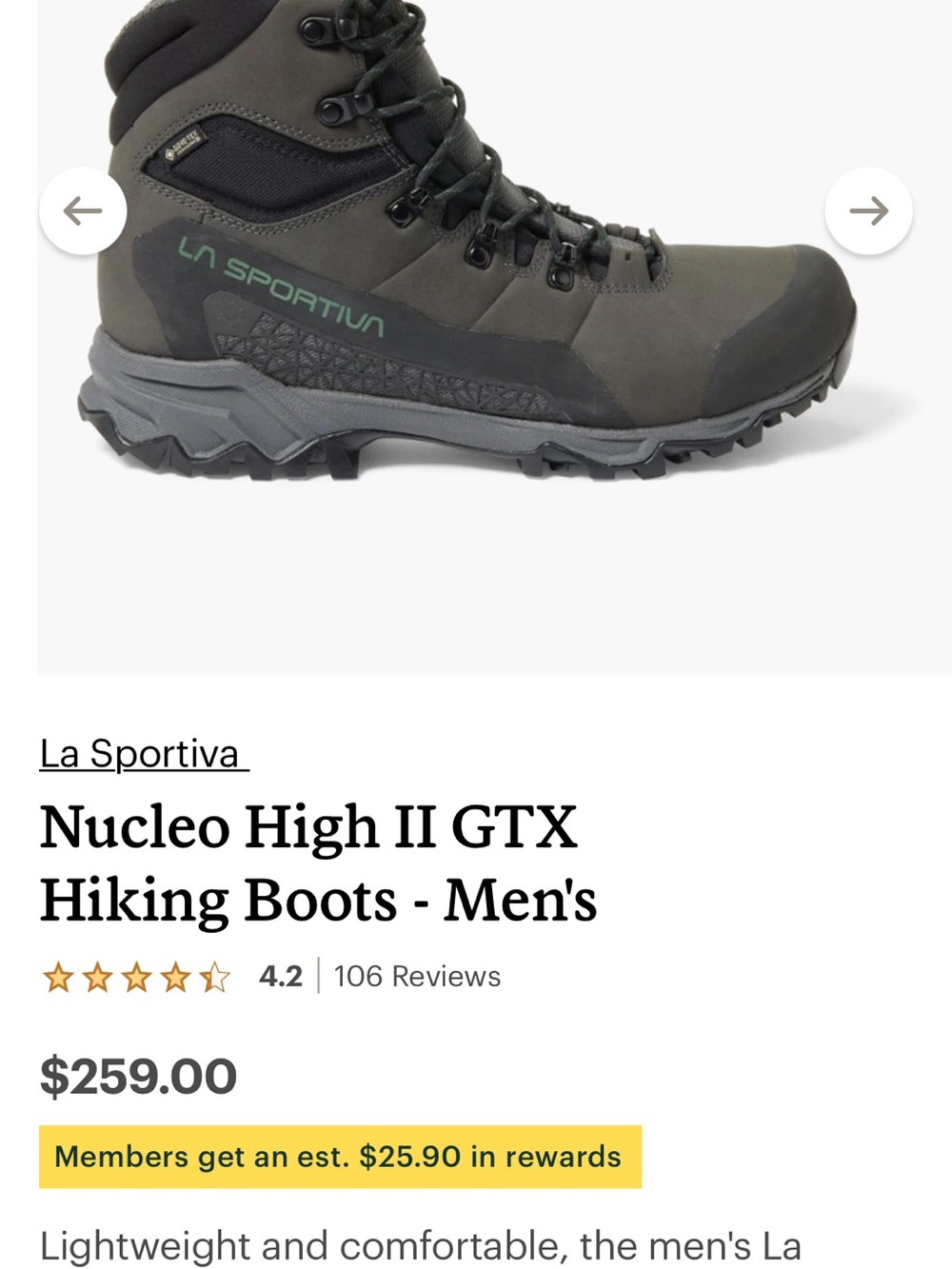 La Sportiva Nucleo High II GTX Men's Hiking Boots - Olive/Black (worn twice!)